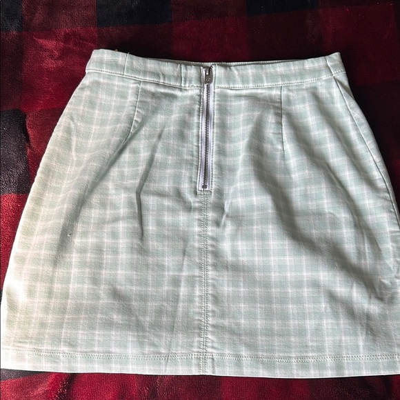 Plaid Mini Skirt in Light Green - Picture 2 of 2